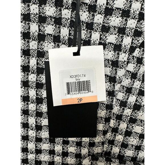 DKNY Women's Petite V-Neck Button-Trim Gingham Check Dress - Black Ivory 2P - Picture 5 of 5